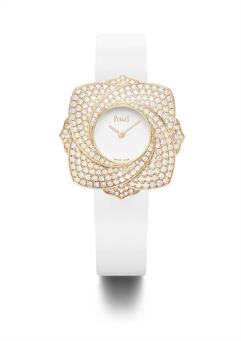 Piaget Limelight Blooming Rose 玫瑰金鑲鑽腕錶,1,550,000元。